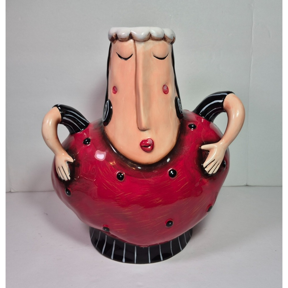 Rare 2005 Allen Designs Studio Collection Queen of Hearts Lady Head Vase 10"